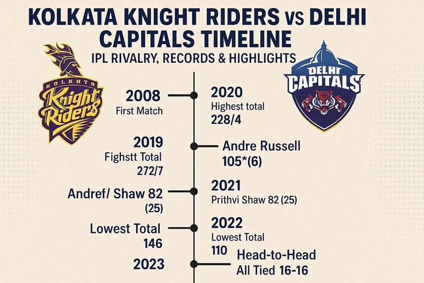 kolkata knight riders vs delhi capitals timeline