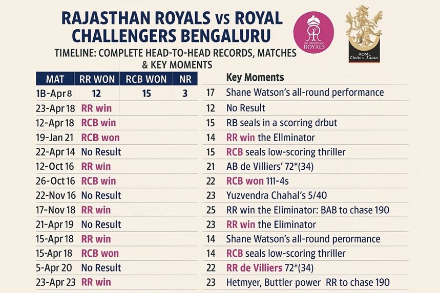 rajasthan royals vs royal challengers bengaluru timeline
