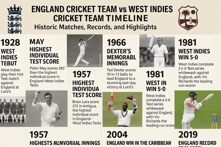 england cricket team vs west indies cricket team timeline