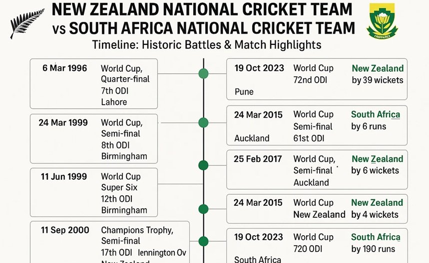 new zealand national cricket team vs south africa national cricket team timeline