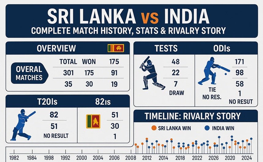 sri lanka national cricket team vs india national cricket team timeline
