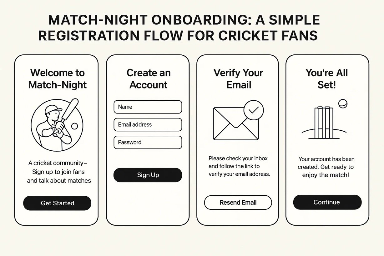 Match-Night Onboarding: A Simple Registration Flow for Cricket Fans