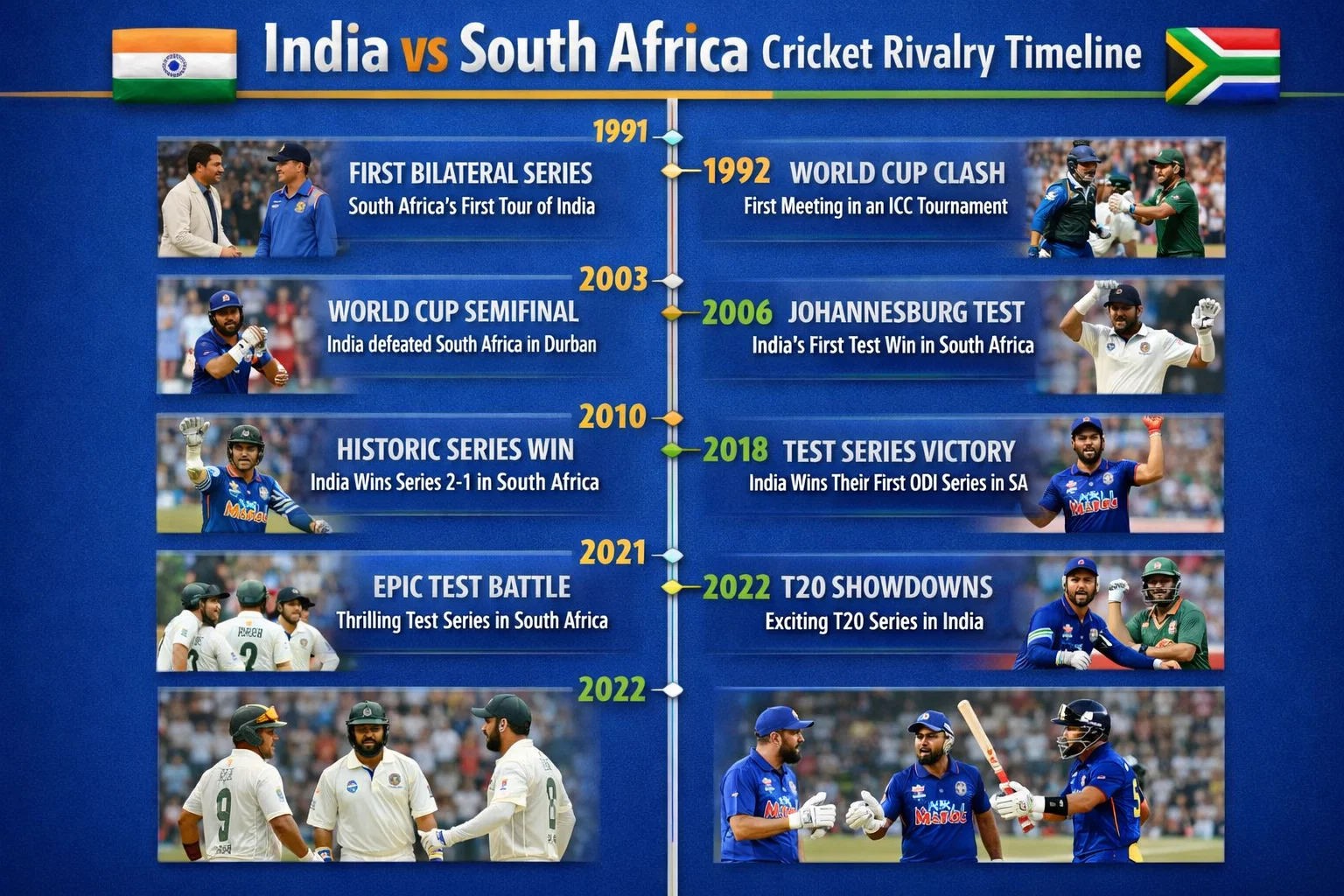 india national cricket team vs south africa national cricket team timeline