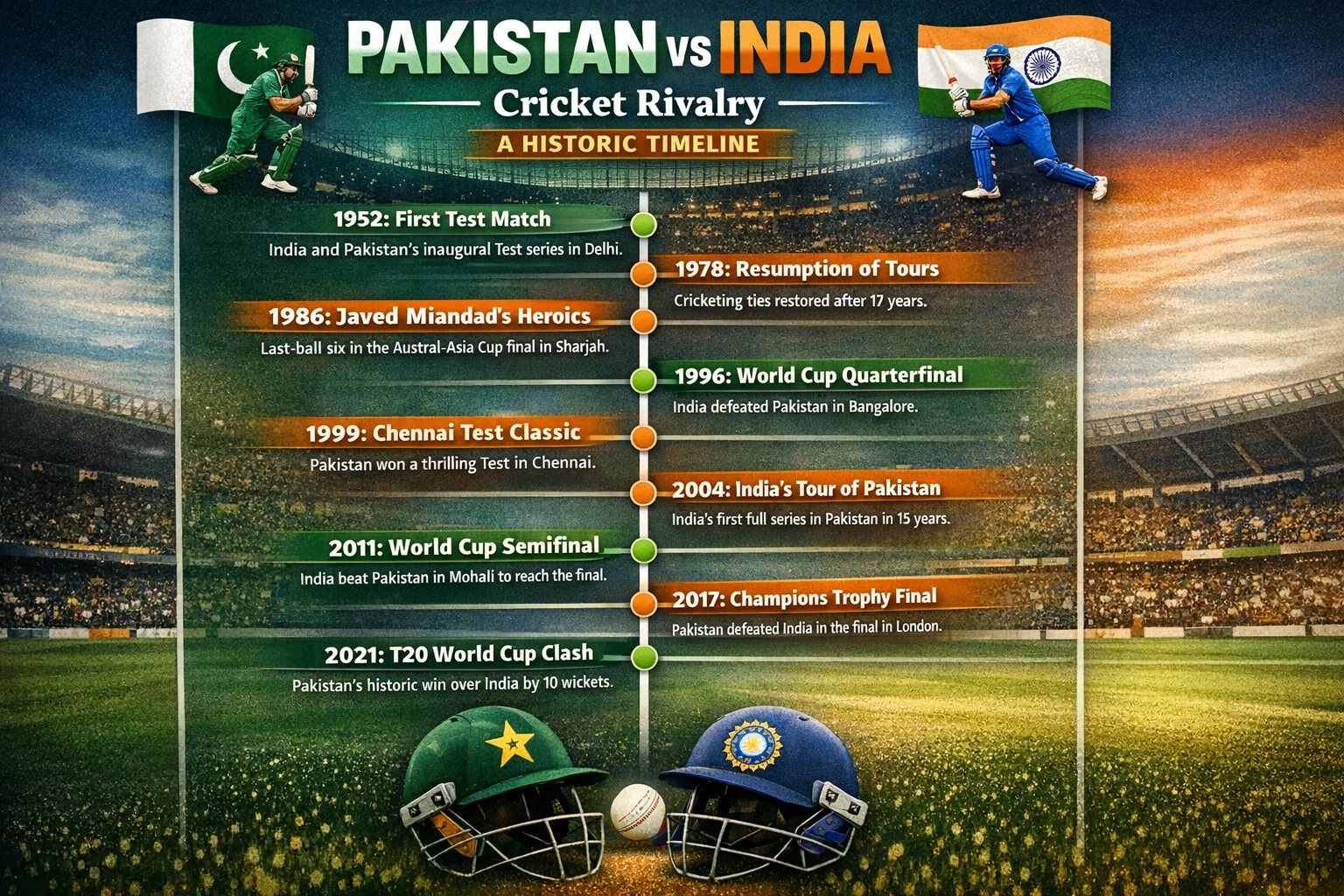 pakistan national cricket team vs india national cricket team timeline