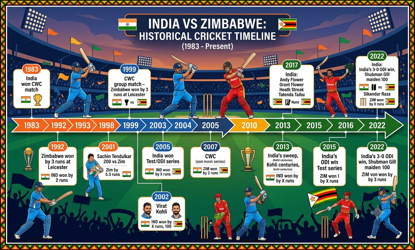 india national cricket team vs zimbabwe national cricket team timeline