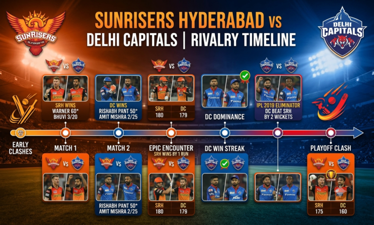 sunrisers hyderabad vs delhi capitals timeline